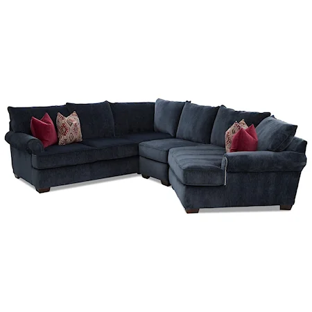 Traditional 4-Seat Sectional Sofa with RAF Cuddler Chair